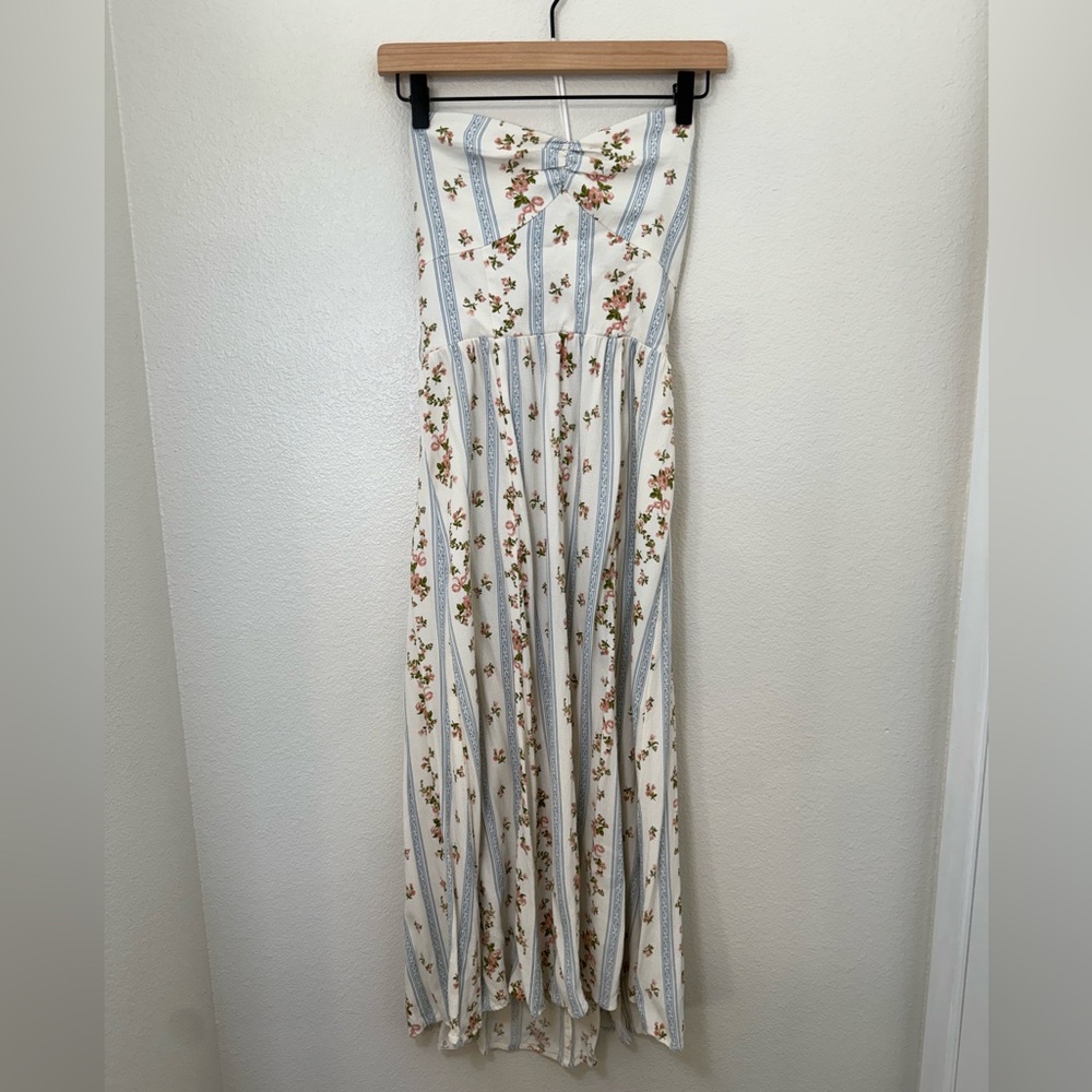 Reformation White and Blue Strapless Sundress - Picture 3 of 11